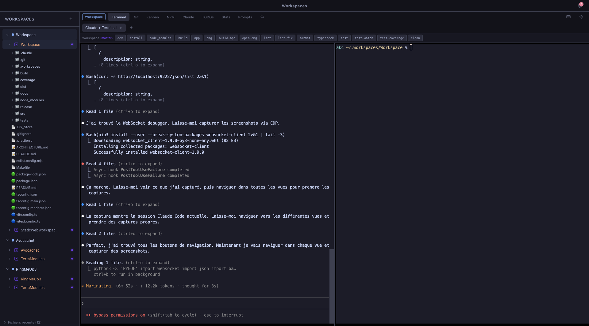 Multi-workspace avec arborescence et fichiers recents